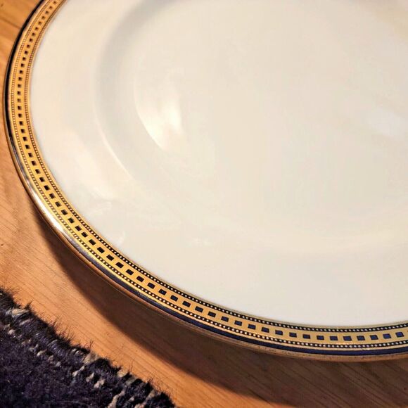 Antique Royal Doulton England Cobalt Blue Gold Rim Plate 10.5 MINT! Art Deco - Picture 8 of 13